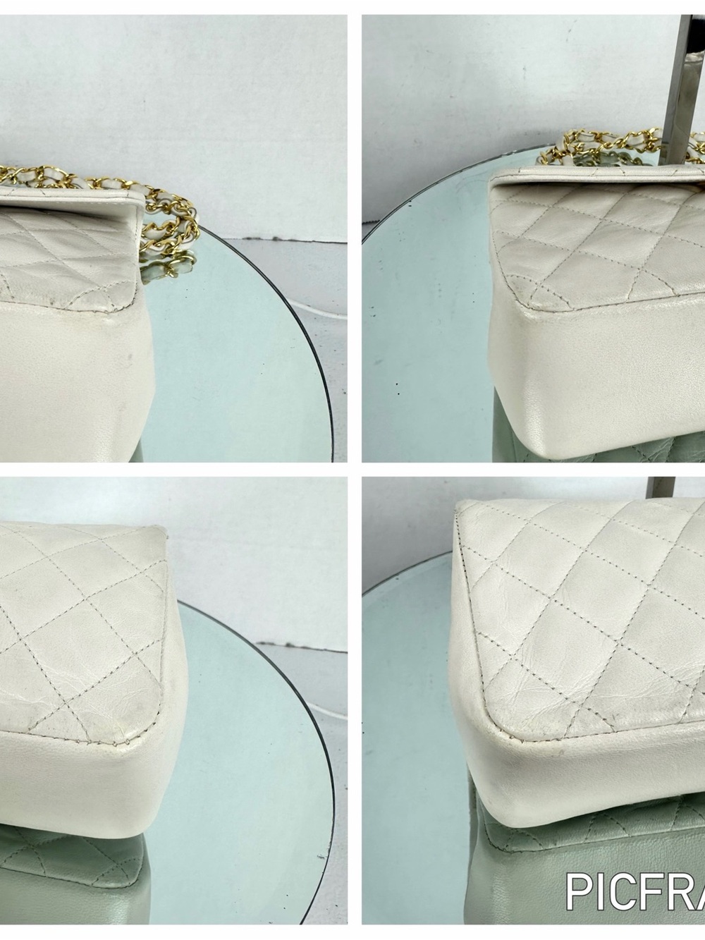 Chanel Vintage Mini Flap Bag White Lambskin Quilted Crossbody 24KT Classic CC - Picture 12 of 12